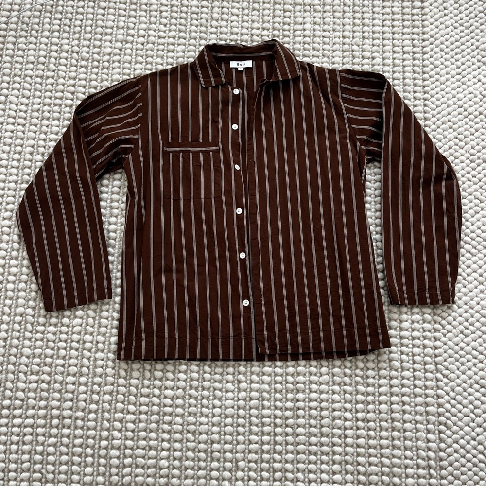 Boii Button-Down Stripe Shirt - Brown & White